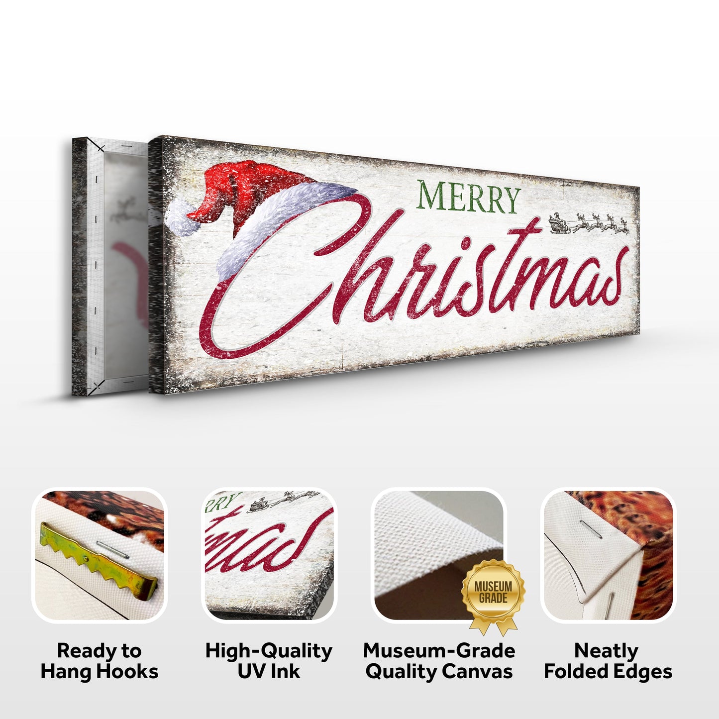 Vintage Merry Christmas Canvas Sign IV