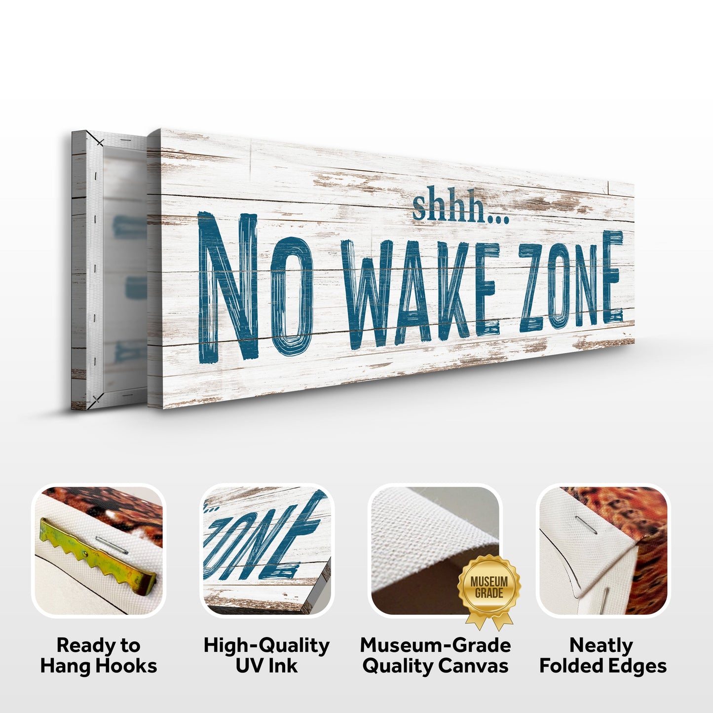 No Wake Zone Lake Canvas Wall Sign