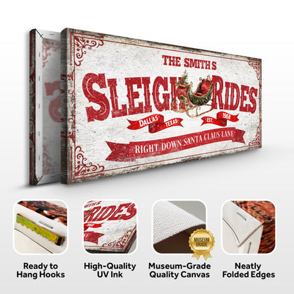 Sleigh Rides Christmas Sign Canvas Wall Art