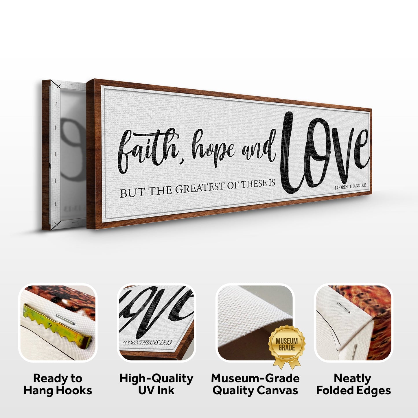 Faith Hope and Love 1 Corinthians 13:13 Canvas Sign II