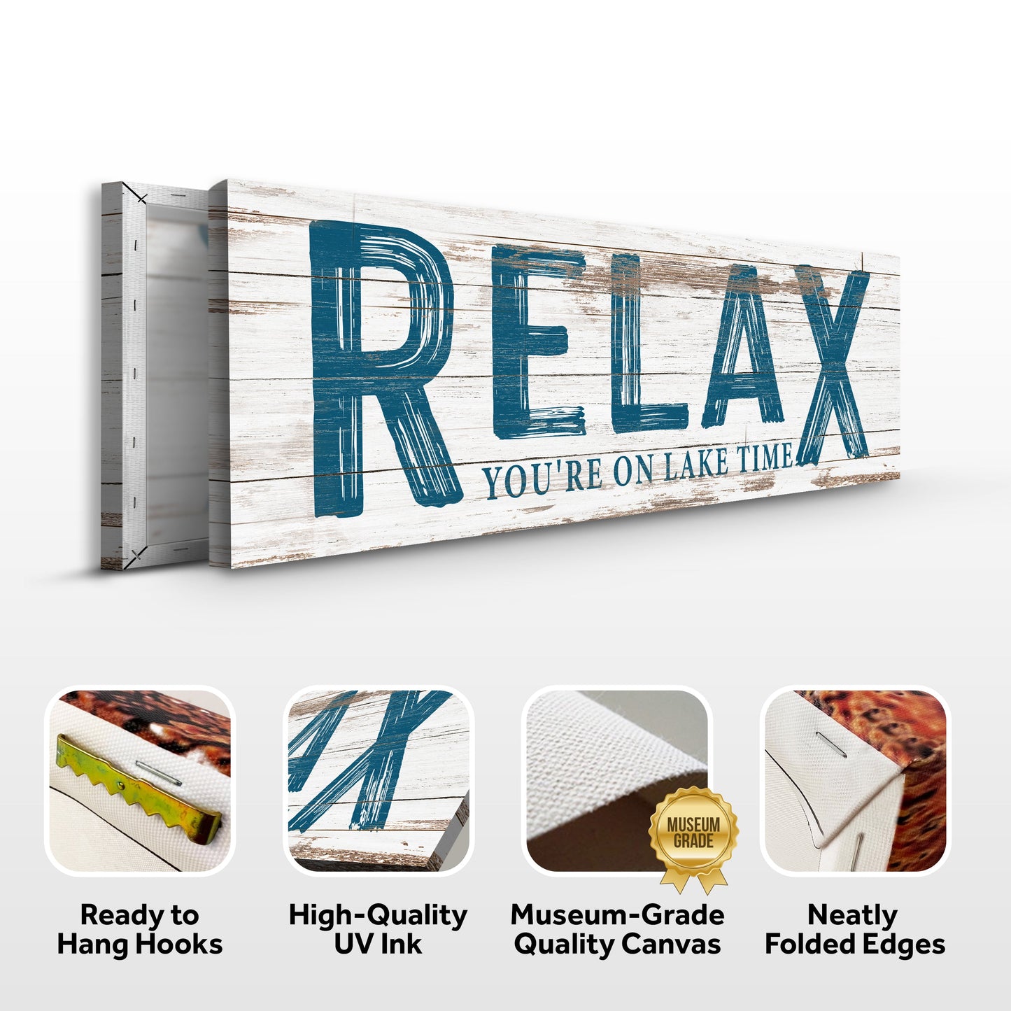Relax You're on Lake Time Canvas Sign