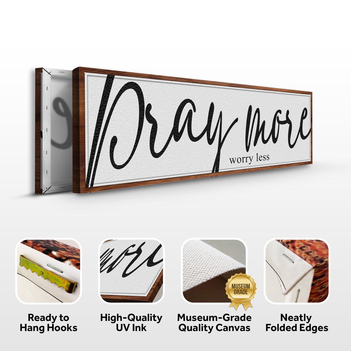 Pray More Worry Less Faith Canvas Wall Art IV