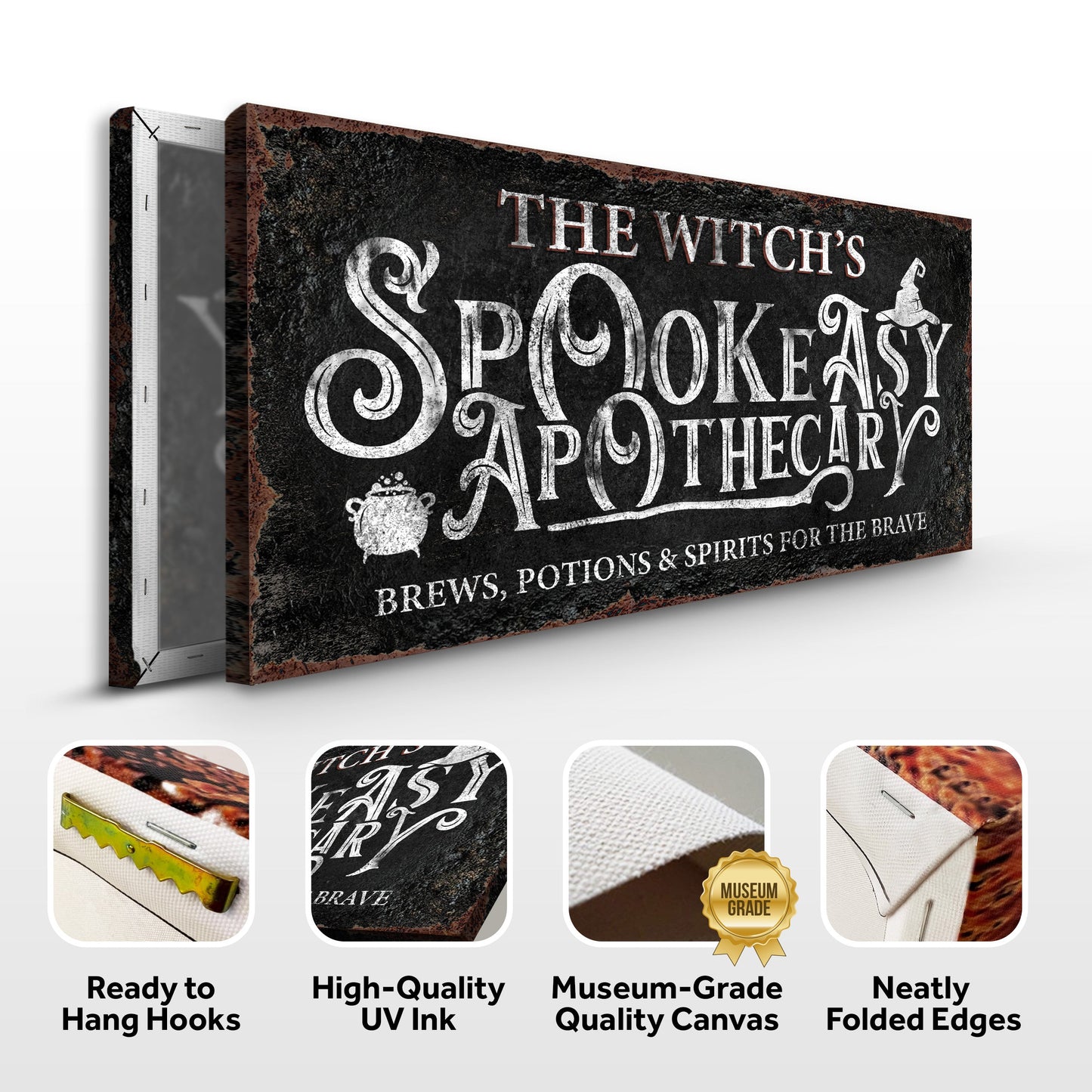 Bewitched Speakeasy Bar Halloween Canvas Sign