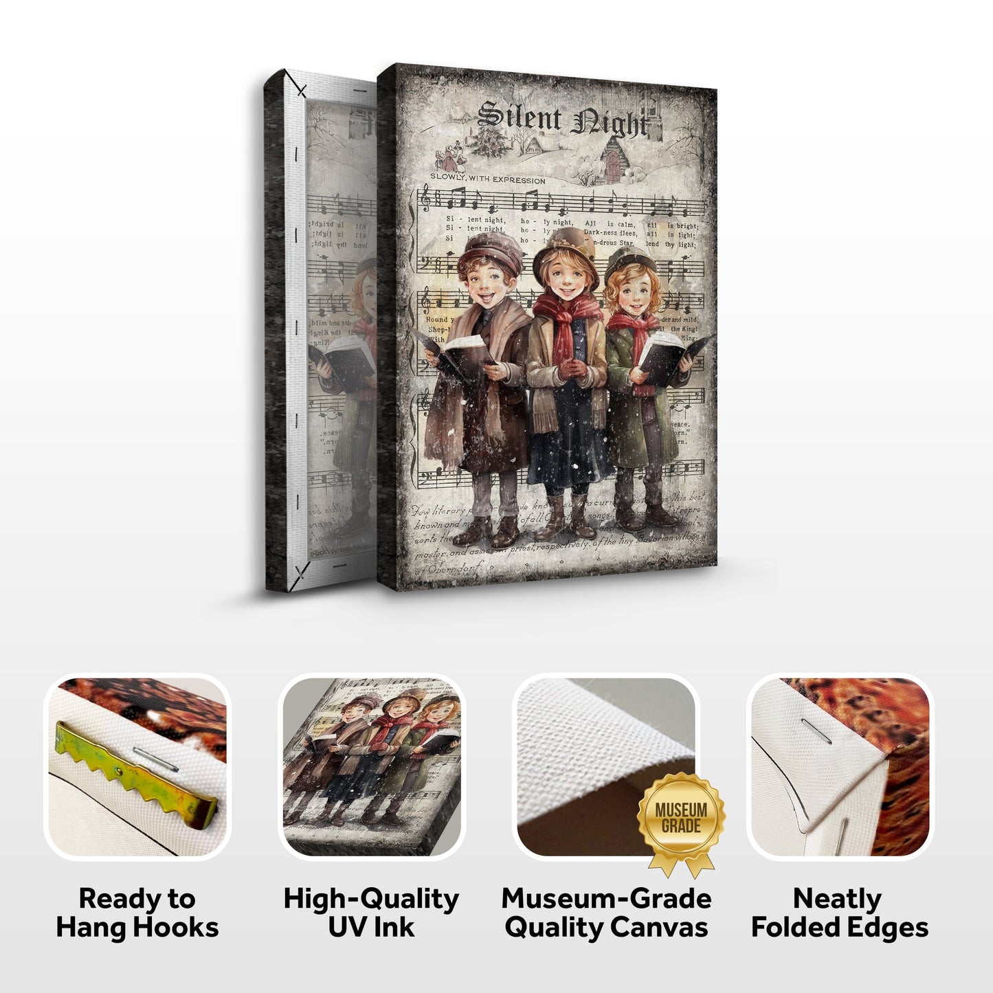 Vintage Christmas Carolers Canvas Wall Art
