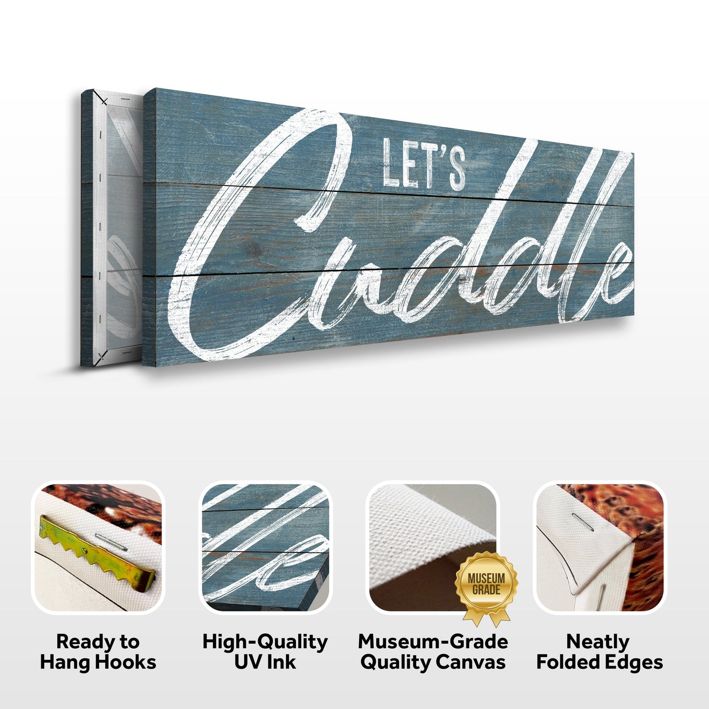 Let's Cuddle Bedroom Canvas Wall Art Sign