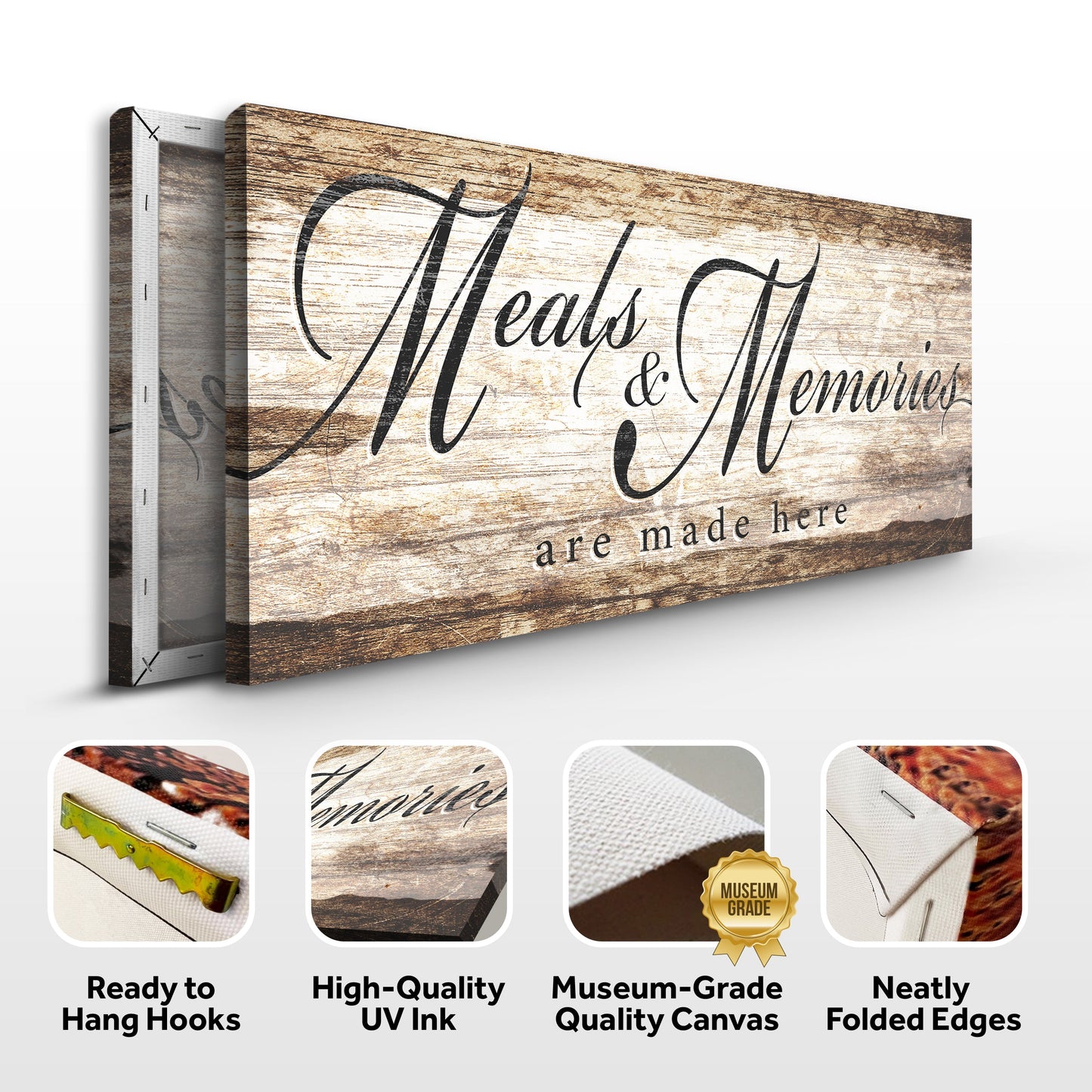 Meals and Memories Are Made Here Kitchen Canvas Wall Art