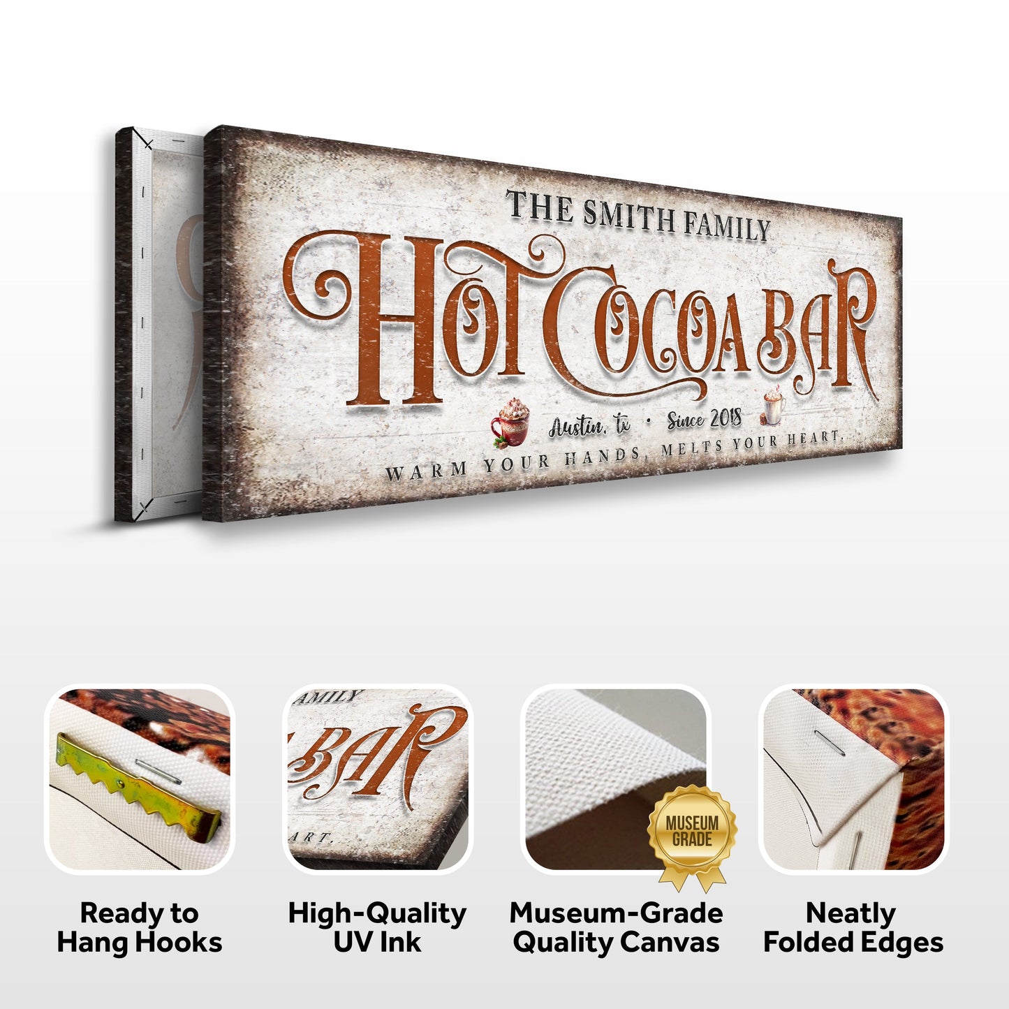Hot Chocolate Christmas Bar Canvas Wall Art