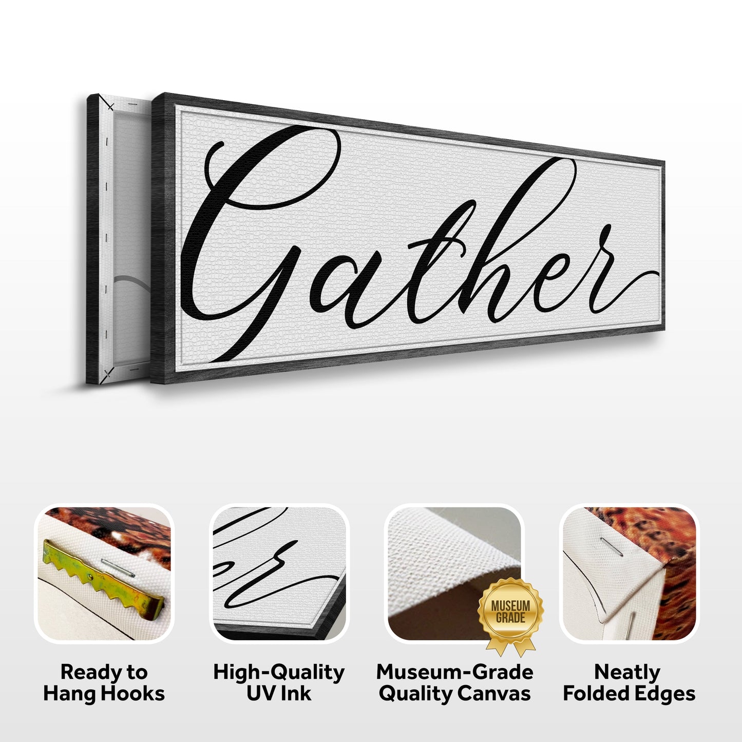 Gather Sign Canvas Wall Art - Vertical Farmhouse