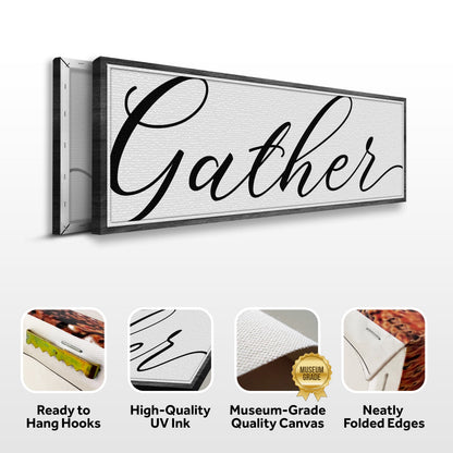 Gather Sign Canvas Wall Art - Vertical Farmhouse