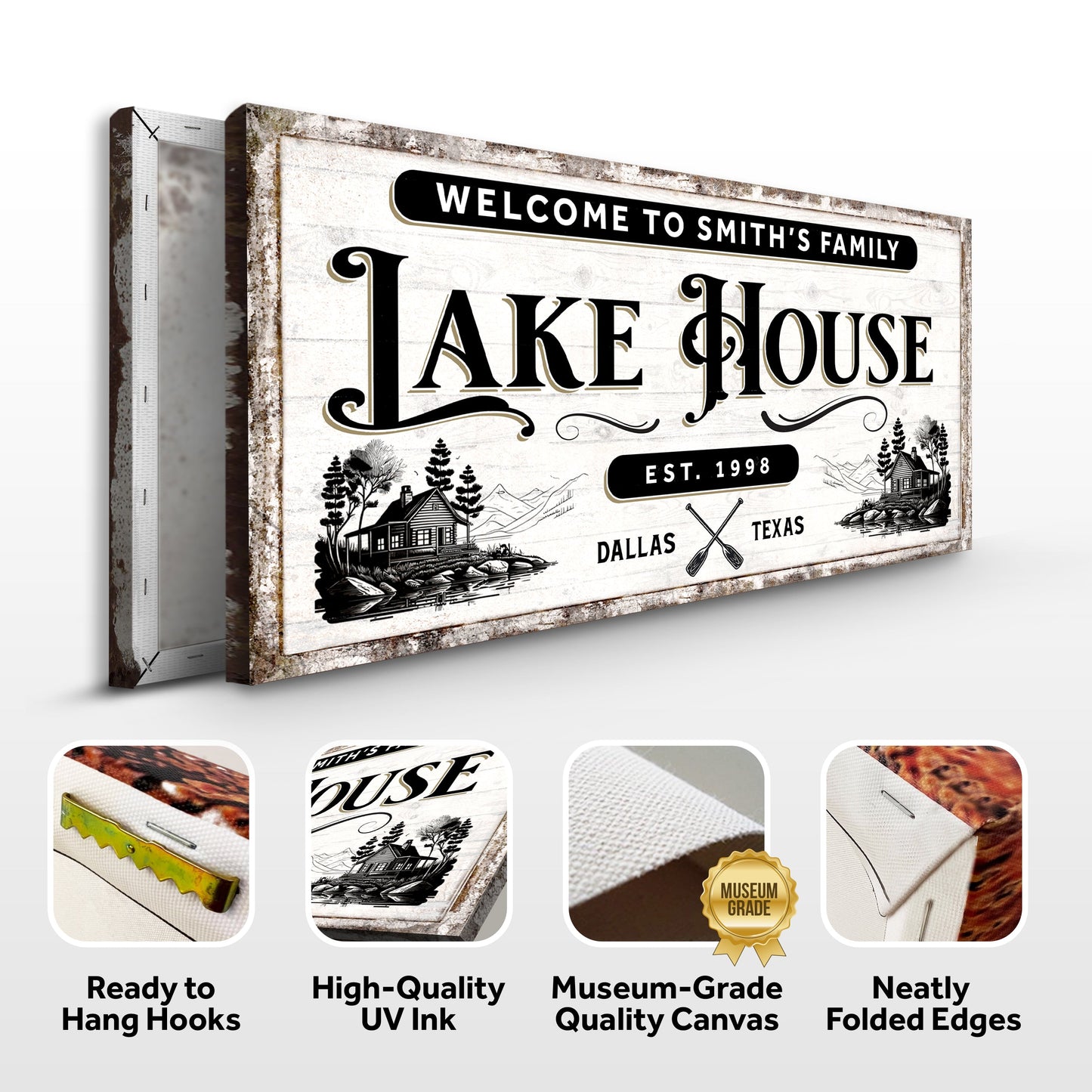 Lake House Canvas Wall Art Sign