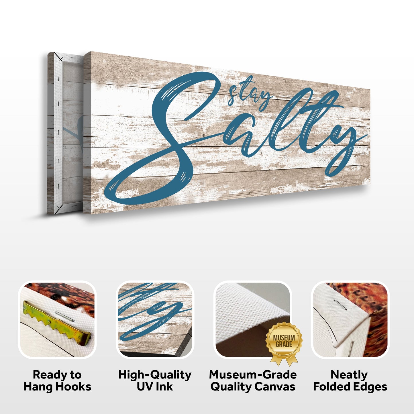 Stay Salty Coastal Beach Sign Canvas Wall Art
