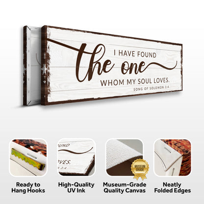 Song of Solomon sign canvas front and side, with text: Ready to Hang Hooks, High-Quality UV Ink, Museum-Grade Quality Canvas, Neatly Folded Edges