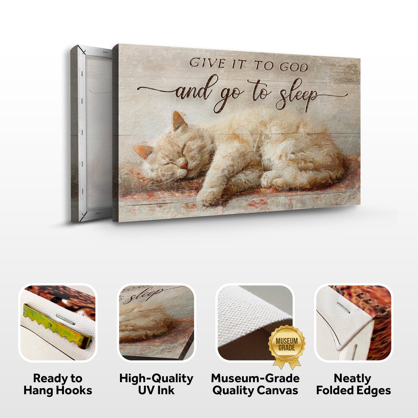 Give It to God and Go to Sleep Canvas Sign - Horizontal Neutral