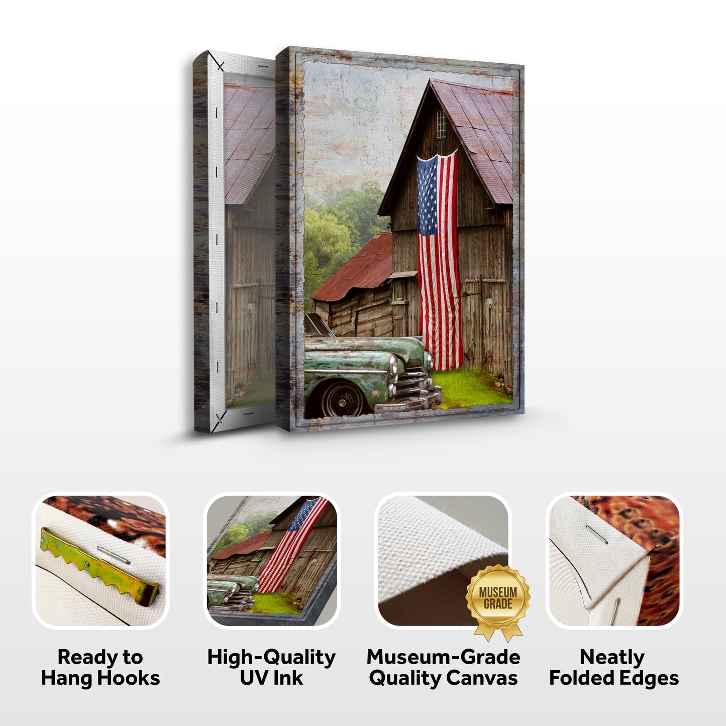 America Country Barn Patriotic Canvas Wall Art