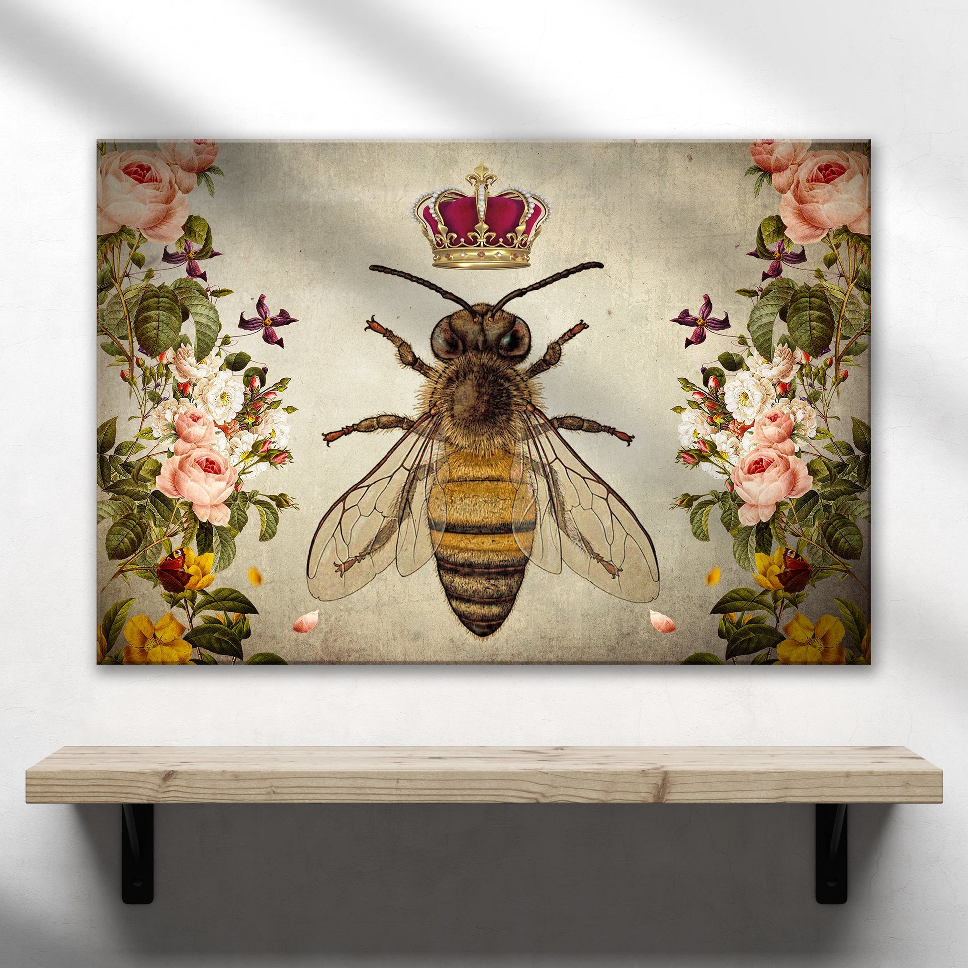 Hail queen bee canvas wall art with whimsical nature and personality illustration
