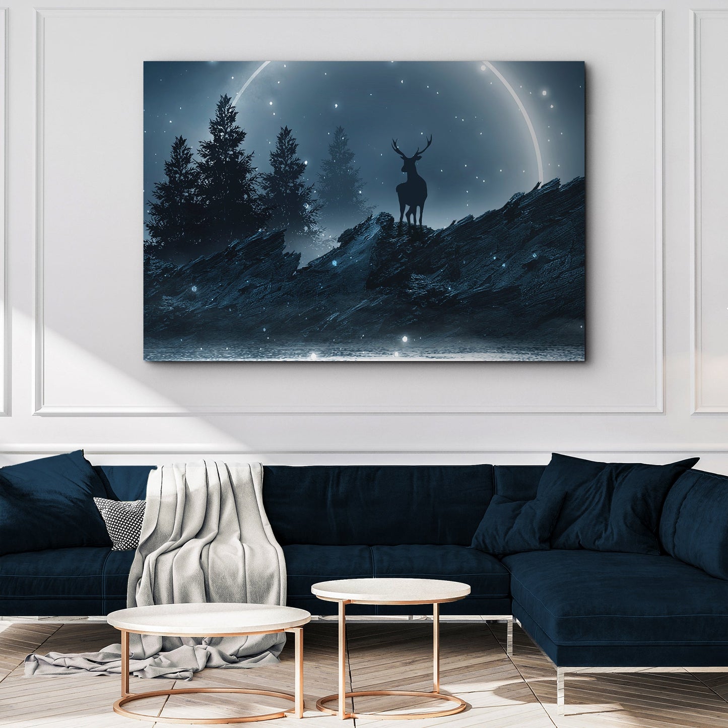 Midnight Deer Wildlife Canvas Wall Art