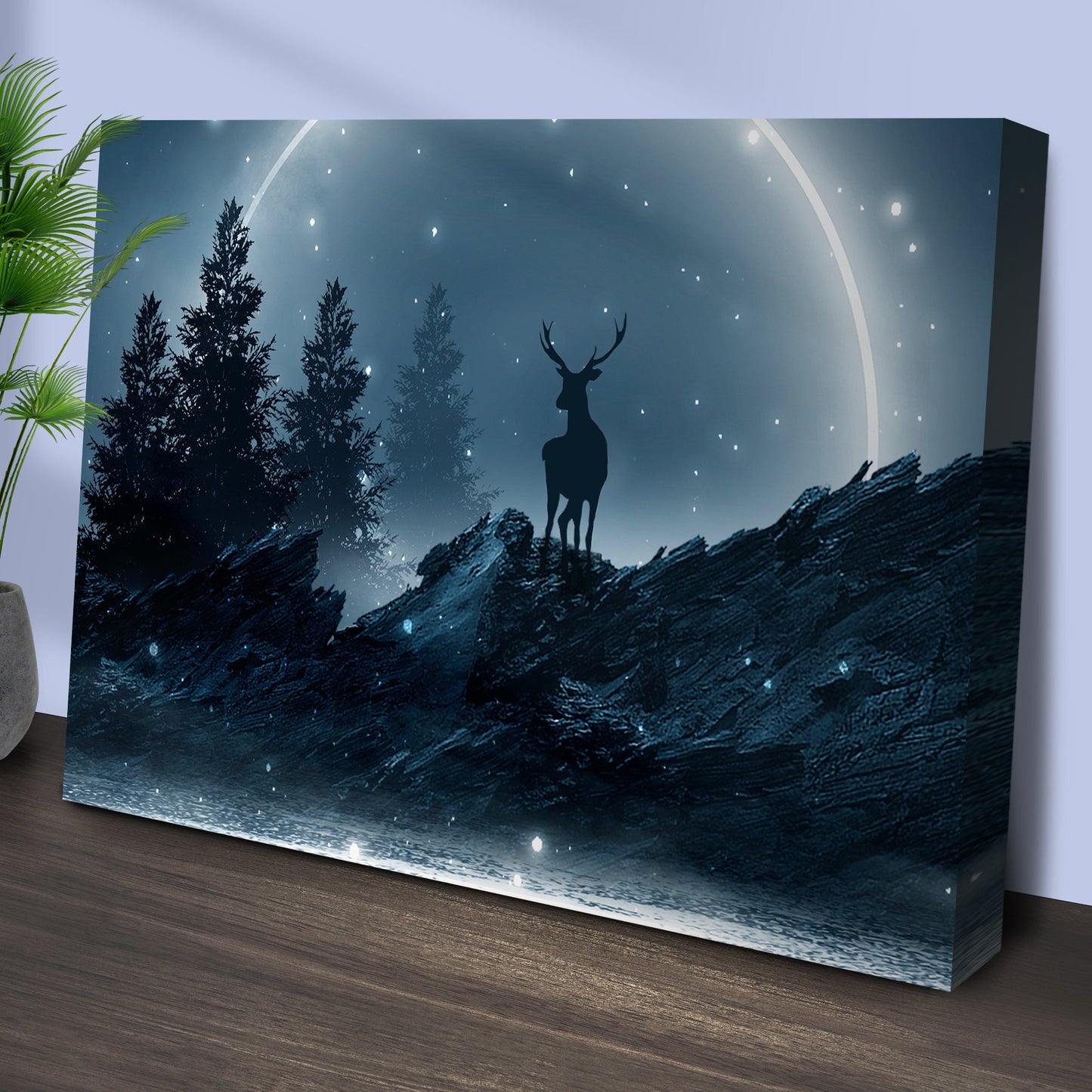 Midnight Deer Wildlife Canvas Wall Art