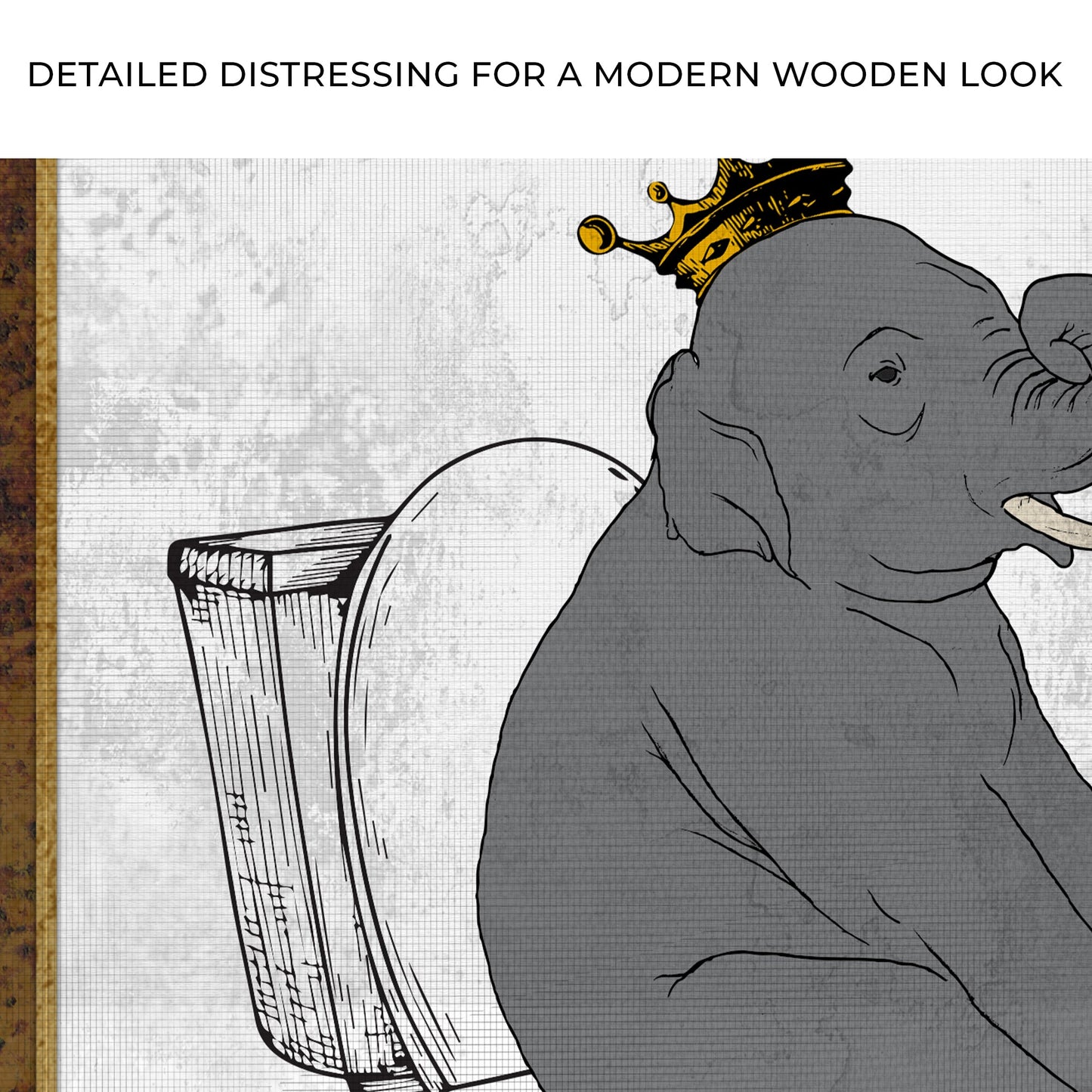 King Elephant on Toilet Funny Canvas Wall Art