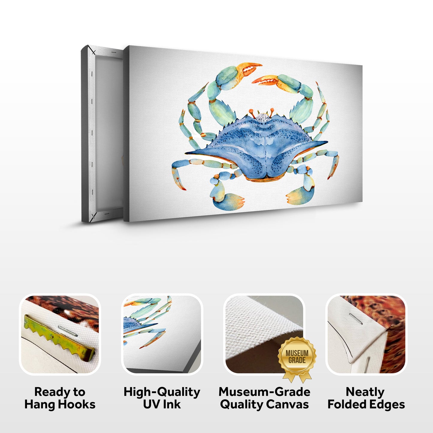 Crab Watercolor Canvas Wall Art