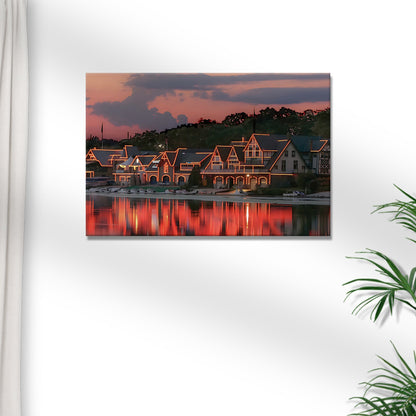 Philadelphia Boathouse Row canvas shown in a styled room setting, view 3
