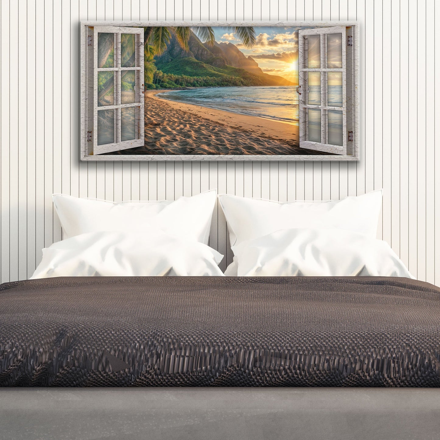 Beachfront Dreams Window Coastal Canvas Wall Art