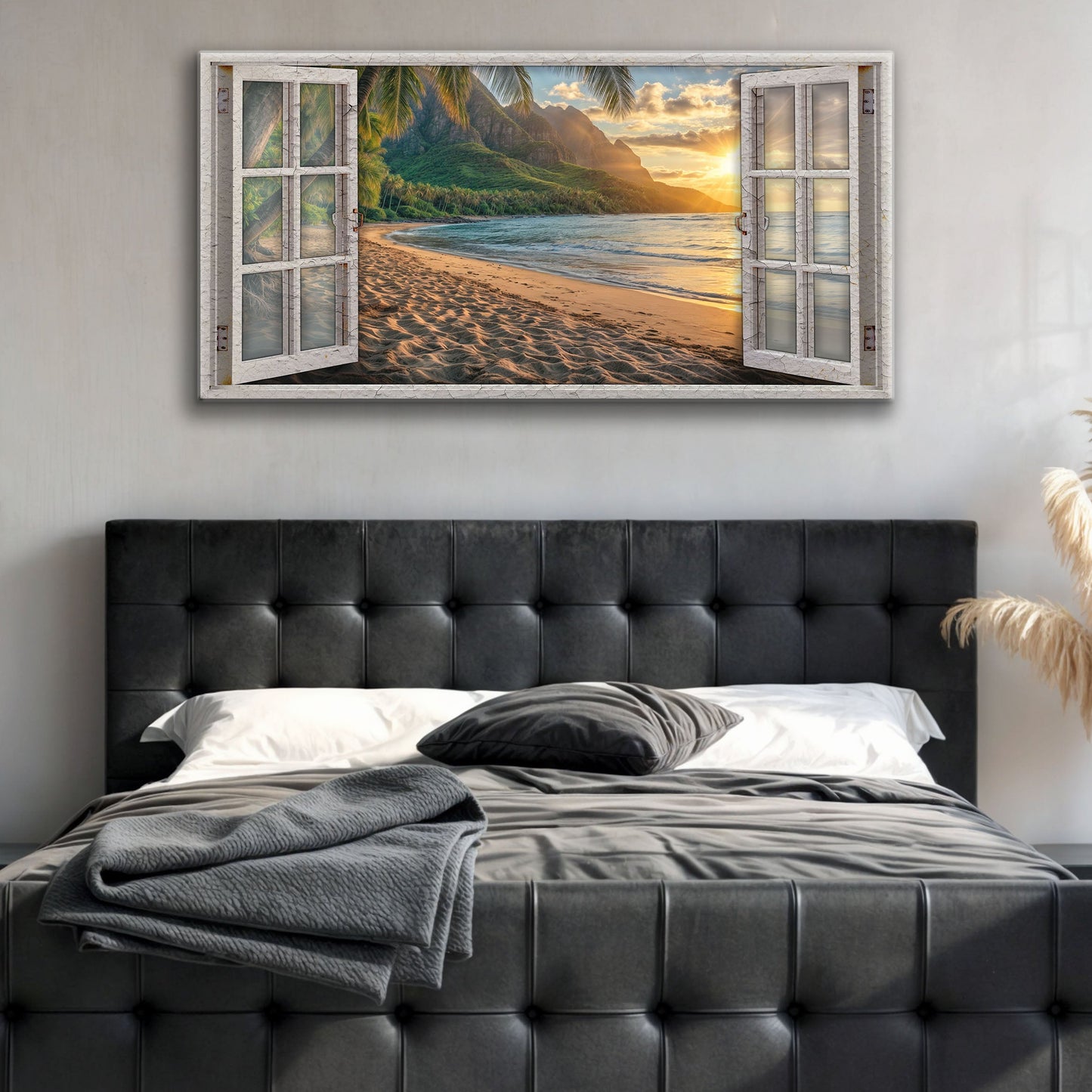 Beachfront Dreams Window Coastal Canvas Wall Art