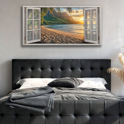 Beachfront Dreams Window Coastal Canvas Wall Art