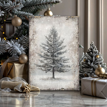 Vintage Christmas Tree Canvas Wall Art II