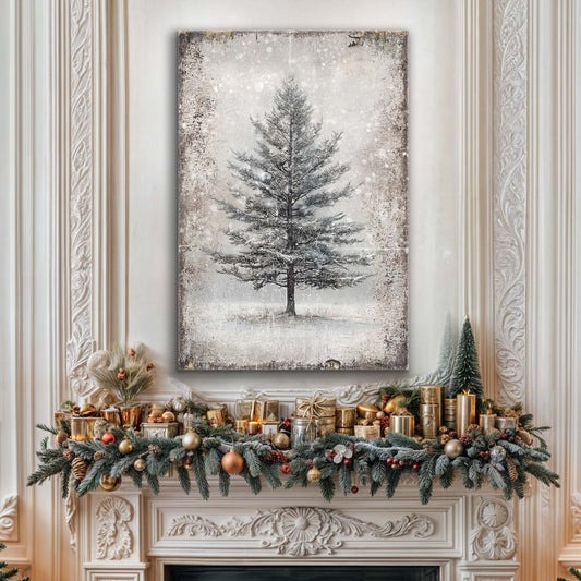 Vintage Christmas Tree canvas wall art VIII, lush ornament-filled tree vintage holiday decor