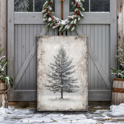Vintage Christmas Tree Canvas Wall Art II