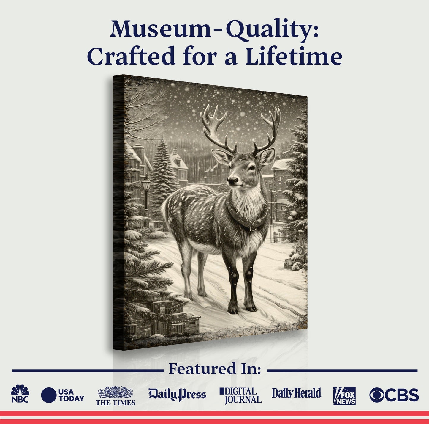 Vintage Winter Deer Canvas Wall Art II