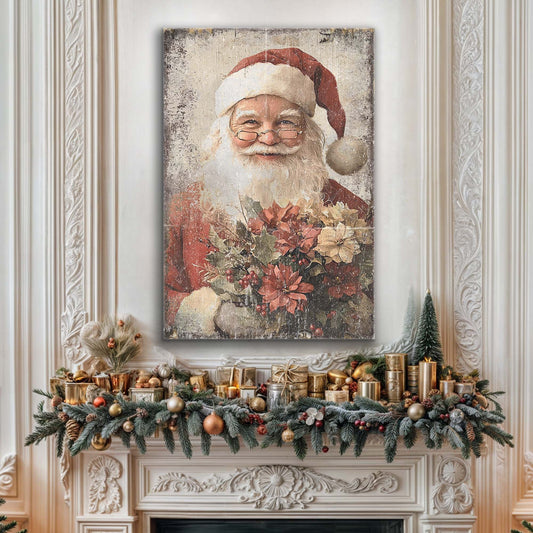 Vintage Christmas Santa Claus Canvas Wall Art