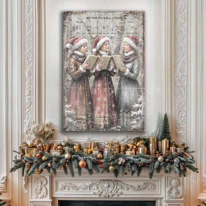 Vintage Christmas Carolers Canvas Wall Art