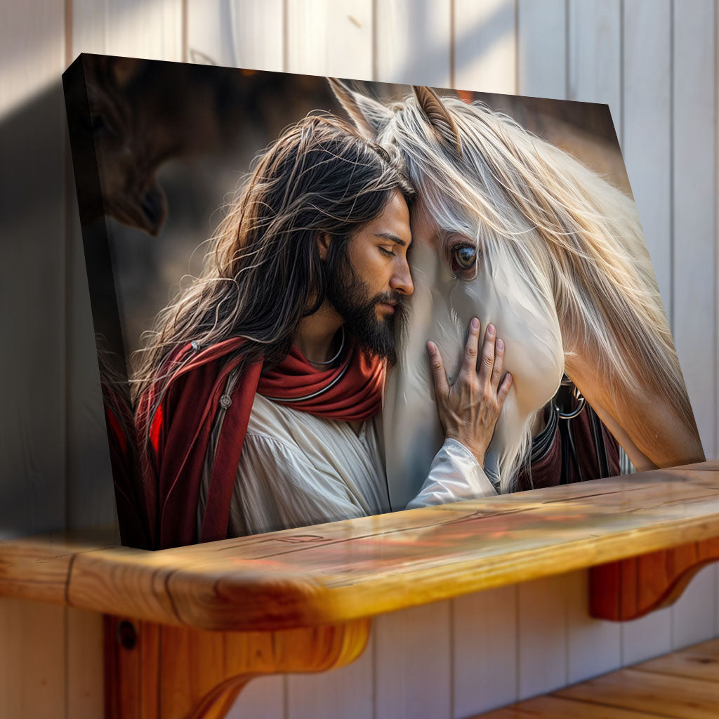 Jesus and Horse Faith Canvas Wall Art