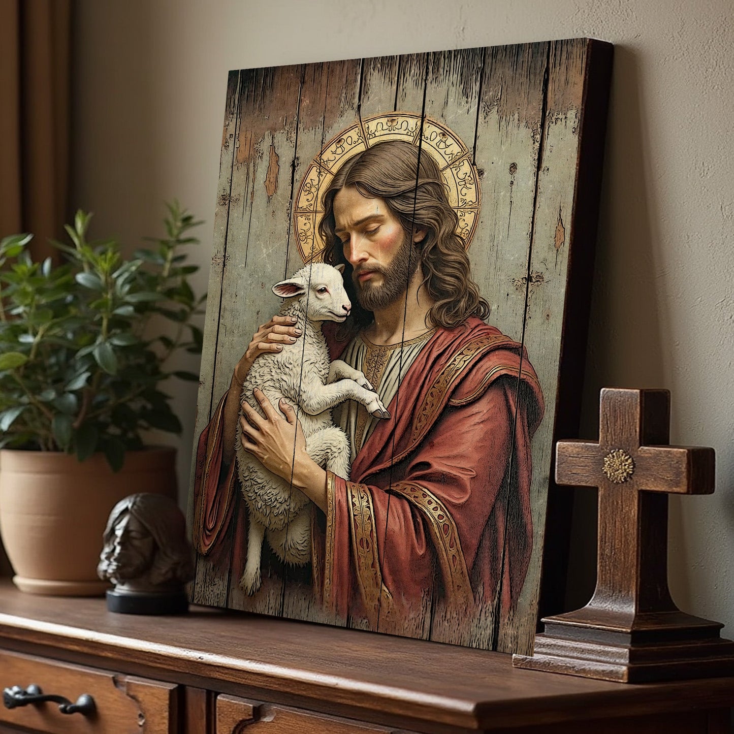Jesus the Good Shepherd Canvas Wall Art