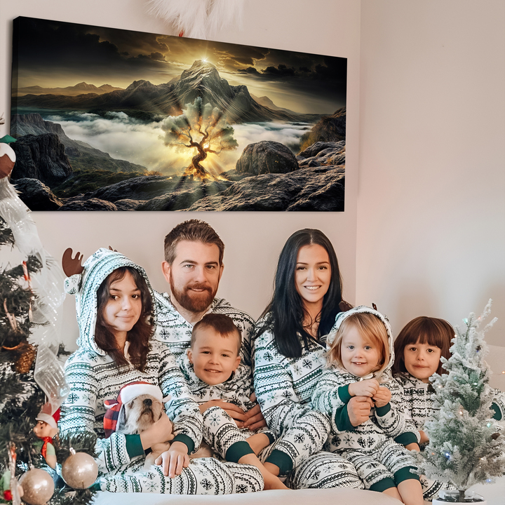 Burning bush faith canvas wall art with glowing flames for Christian and biblical home decor