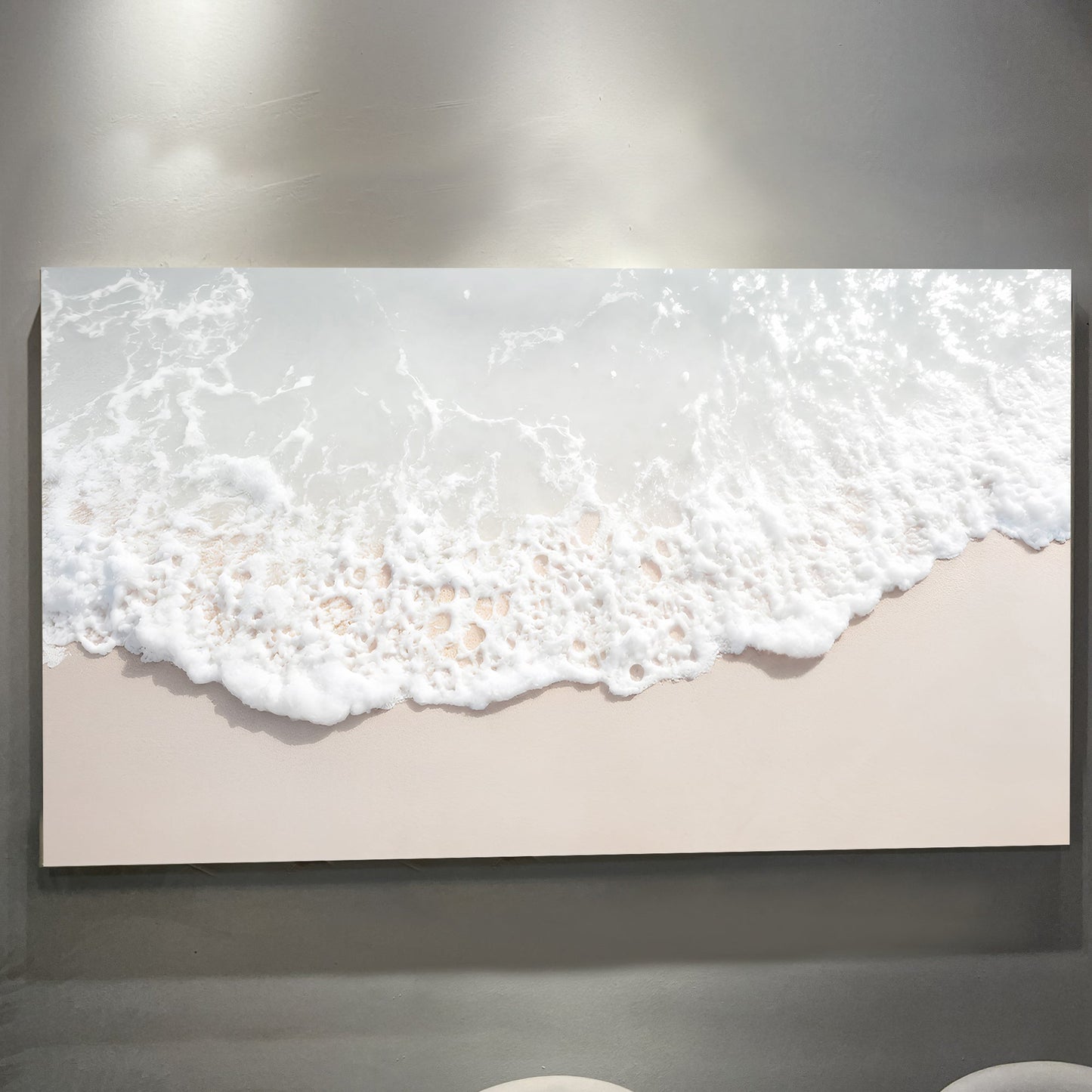 Sandy Waves coastal canvas wall art with soft flowing wave and sandy shoreline design