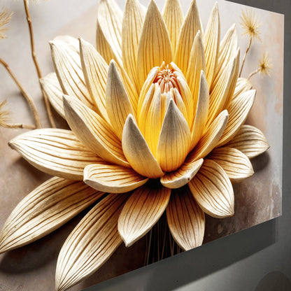 Golden Lotus Minimalist Abstract Canvas Wall Art