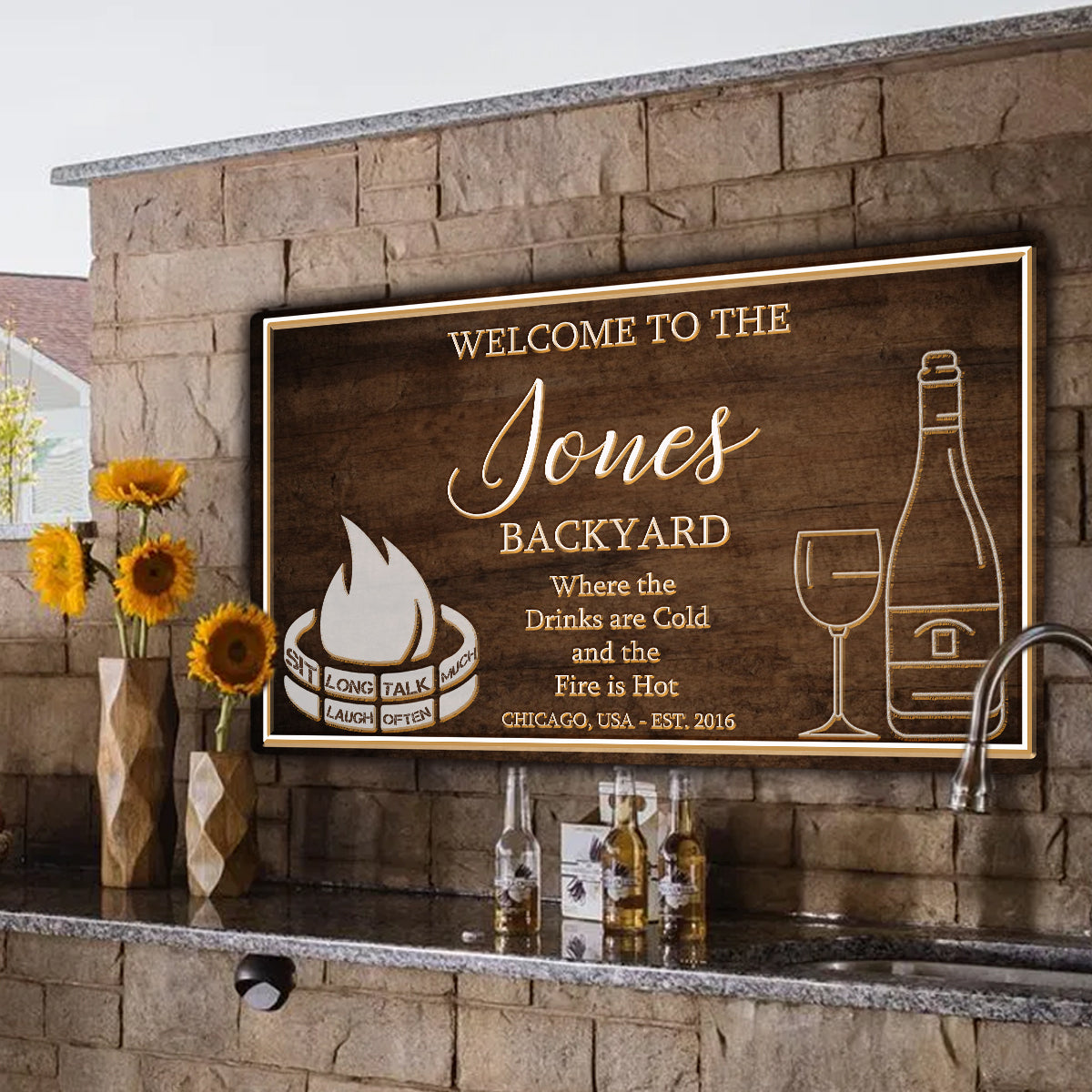 Backyard Canvas Wall Art Sign