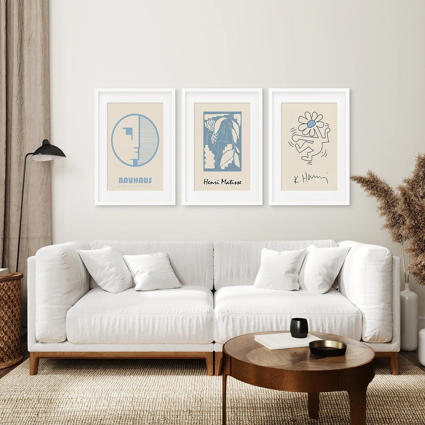 Abstract Wall Art Set of 3, Pastel Blue Cut-Out Prints