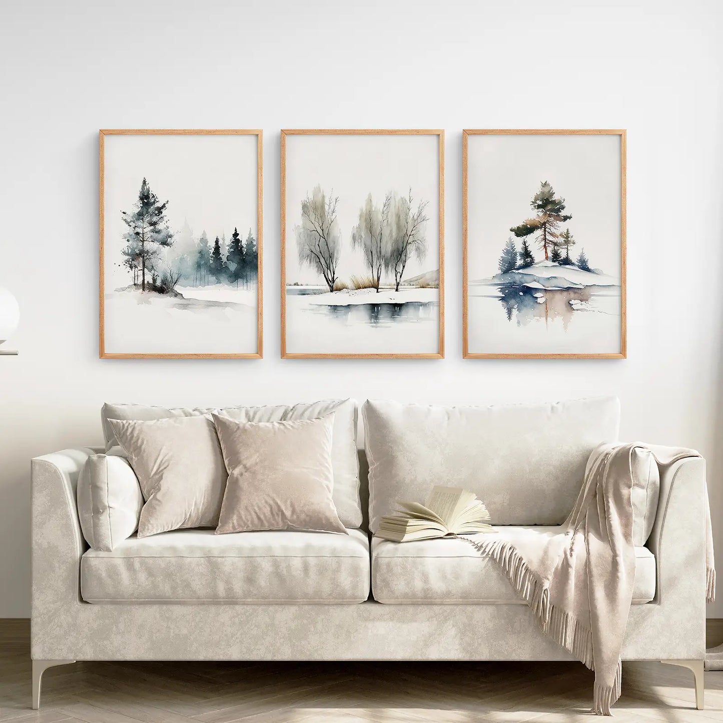 Winter Pine Forest Wall Art Set of 3 Nature Prints