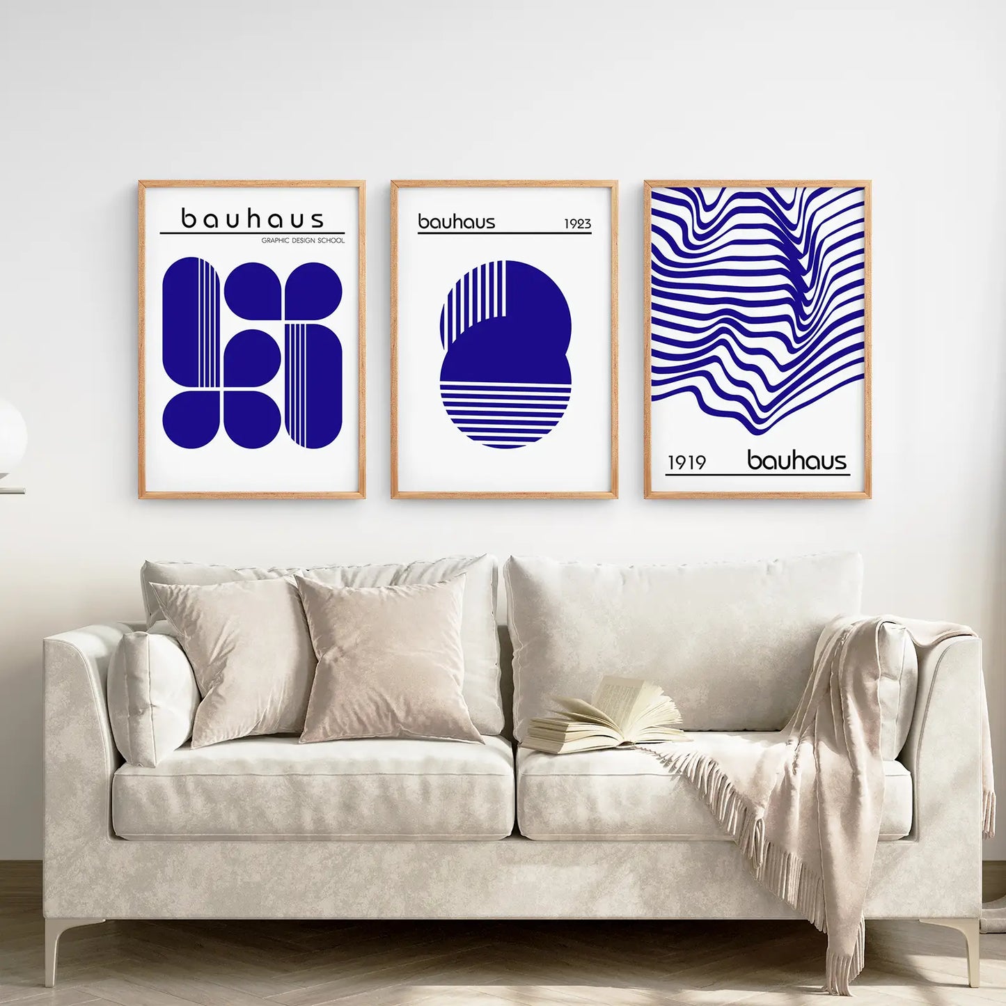 Minimalist Geometric Wall Art Set of 3 Bauhaus-Style Prints