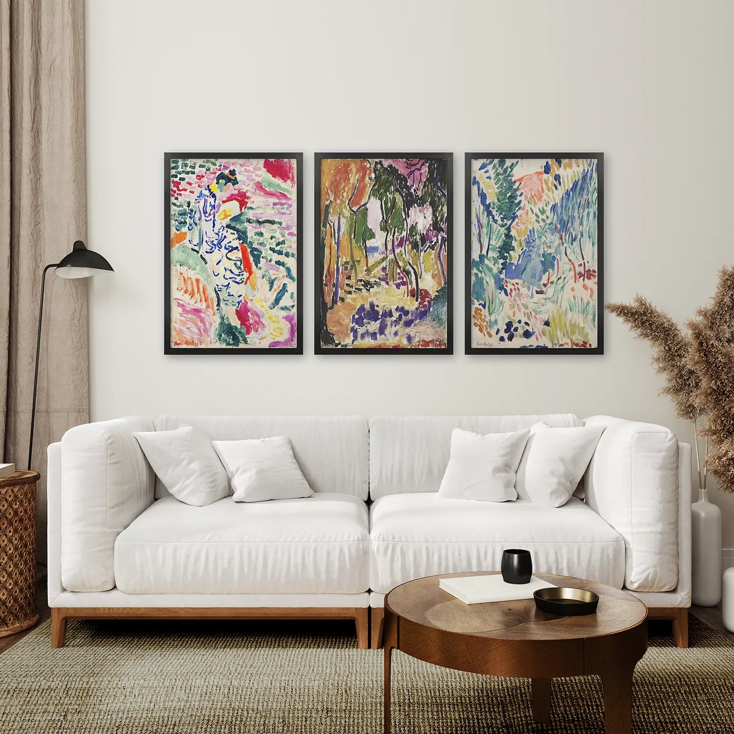 Japanese Garden Wall Art Set of 3, Abstract Eclectic Prints