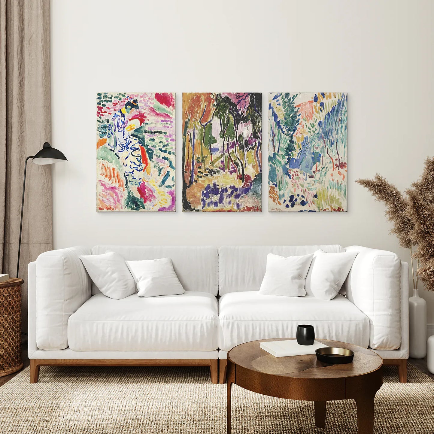 Japanese Garden Wall Art Set of 3, Abstract Eclectic Prints