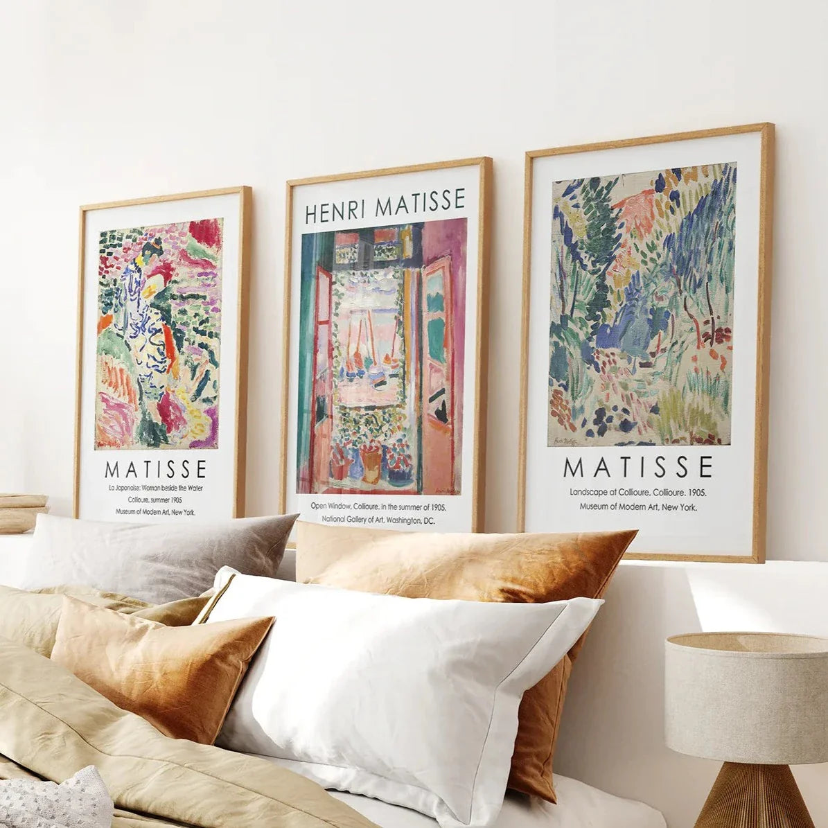 Vintage fauvist abstract landscape wall art set of 3