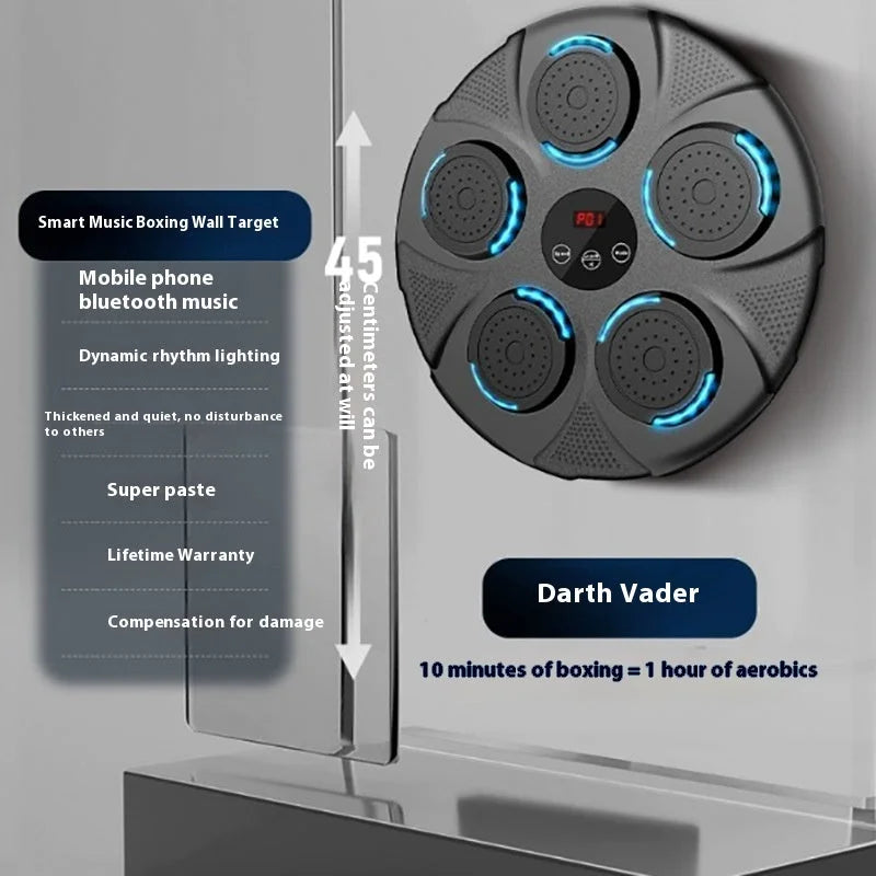 Adjustable height smart boxing wall target showing rhythm lighting and digital screen