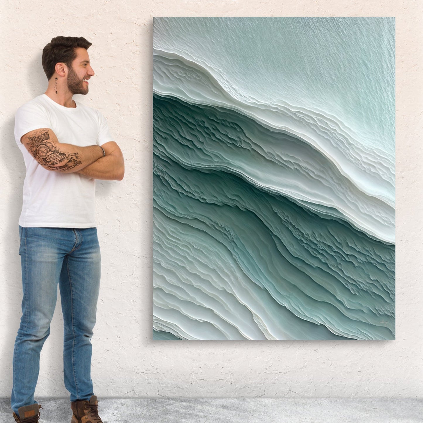 Aegean Layers Coastal Abstract Canvas Wall Art