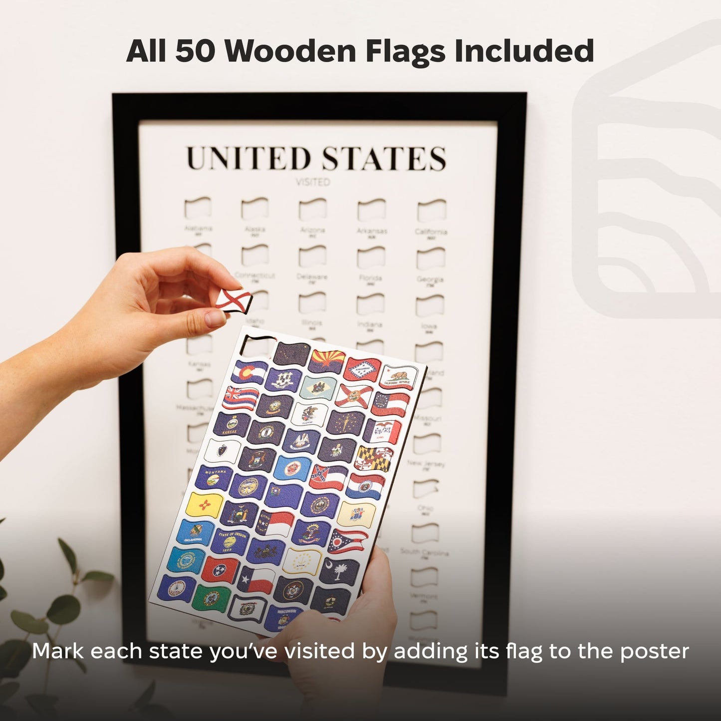 US States Travel Tracker Poster Wall Art