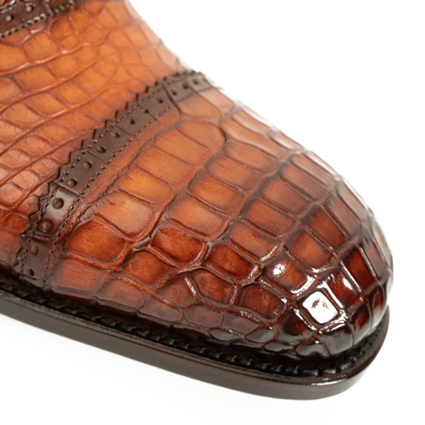 Oxford-Schuhe aus Alligatorleder, braun