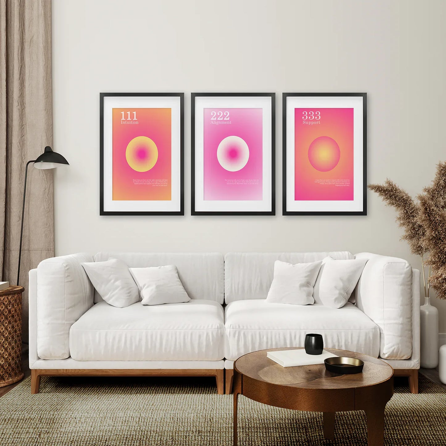 Angel Numbers Wall Art Set of 3, 111 222 333 Prints